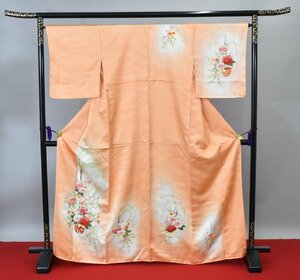 【桜庭呉服店】 附下訪問着 披露宴 秋草文 花 梅 可愛い 身丈160cm 裄丈66cm ★着物 パーティー t‐827