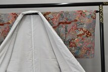 【桜庭呉服店】小紋 着物 扇面 花 梅 菊 鶴 おしゃれ 身丈160cm 裄丈64.5cm　★ kb-1734_画像7