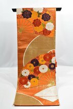 袋帯 六通柄 花 扇子 花唐草文 帯丈422cm ★着物屋 nc-8431 桜庭呉服店_画像3