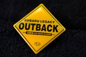 * SUBARU OUTBACK Europe sale memory pin badge W28mm rcitys Fuji Heavy Industries Subaru euro collection Legacy Outback Lancaster BG BH