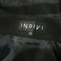 INDIVI インディヴィ★大人可愛いリボン&ラメ感♪ボーダー スカート 秋冬 グレー×黒系 大きいサイズ42 着回し力抜群 z294_画像6