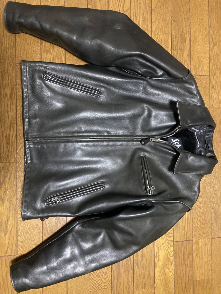 Schott【ショット襟付シングルライダース642/42ボアライナー】L~LL程