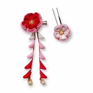 [ hand made ] knob skill hair ornament coming-of-age ceremony The Seven-Five-Three Festival the first .... graduation ceremony white pink ornamental hairpin crepe-de-chine craftsmanship kimono small articles hakama adult child girl 