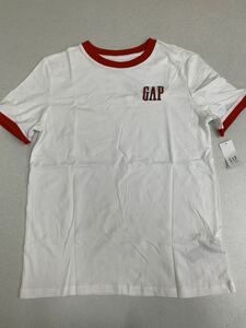 ■ＧＡＰ■新品■140■ギャップ■ロゴＴシャツ■かっこいいデザイン■白■USA■赤がアクセントに■21■1-1