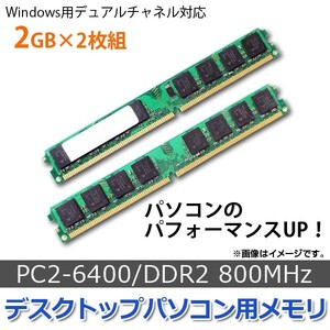 AP デスクトップパソコン用メモリ DDR2 800Mhz PC2-6400 240pin DIMM 2GB×2 AP-TH488 入数：1セット(2個)