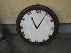【A21003】木製看板 「時計」両面 直径45cm 吊下看板 アンティーク ヴィンテージ 古美術 骨董 古道具
