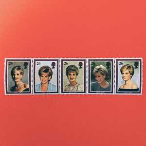 【送料無料】【希少 未使用】外国切手 DIANA ダイアナ妃 PRINCESS OF WALES 追悼記念切手 5種