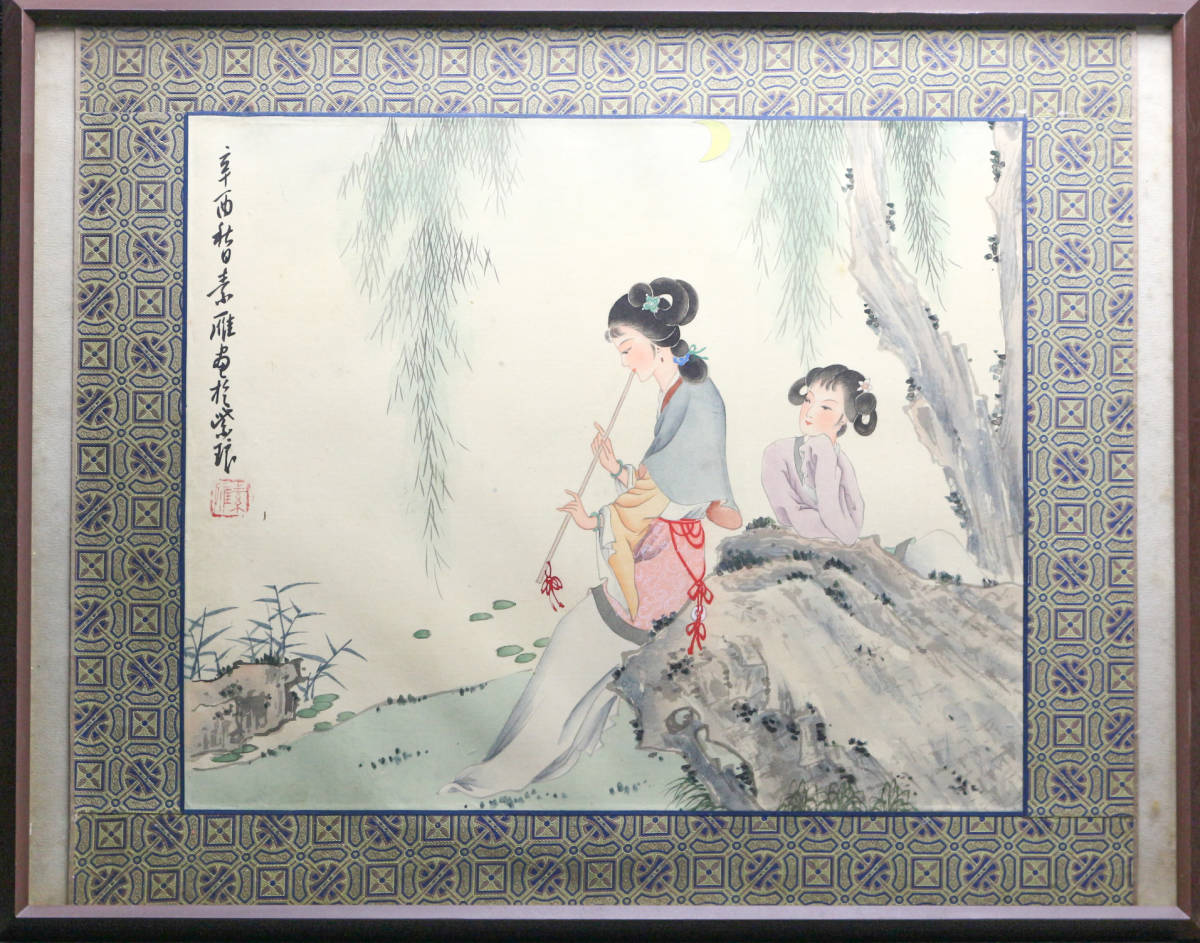 China / Wild goose / Frame / Silk book / Chinese art / Figure painting / Beautiful woman painting / Painting / Old, artwork, painting, portrait