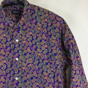 90s GANT ペイズリー柄 コットン ボタンシャツ 長袖 Mサイズ