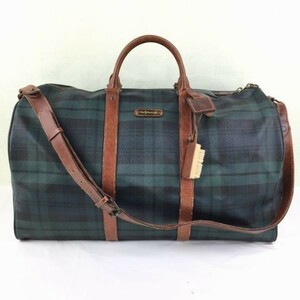 RALPH LAUREN Ralph Lauren Boston bag / green group green series / check pattern / tube NO..B13-13