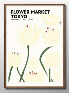 Art hand Auction 11342 ■ Free shipping!! A3 poster FLOWERMARKET Flower Market Nordic/Korean/painting/illustration/matt/glossy selection available, Housing, interior, others