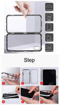 iPhone7 iPhone8 iPhoneSE アルミバンパー アルミ メタルフレーム 強化ガラス　両面磁石 クリアケース メタルフレーム ブルー　2_画像7