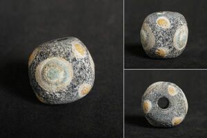 7670 蜻蛉玉 法隆寺玉 古ガラス玉 径約2.4cm 緒締 提物 検:とんぼ玉 時代ガラス 工芸ガラス