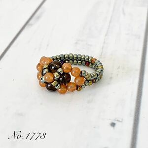  hand made * natural stone smoky quartz red a bench . Lynn earth coloring ring 14 number natural stone ring No.1773