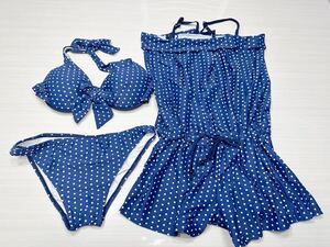 ( free shipping ) new goods unused goods ( tag less ) lady's swimsuit dot pattern bikini 3 point set * size 11L ( L) bust 86., hip 92~100.