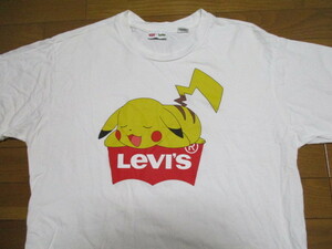 リーバイス　ピカチュウ　コラボ　Tシャツ　Mサイズ(大き目)　POKEMON　白　デカロゴ　任天堂　正規品