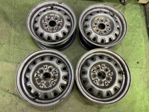 ★送料無料★社外スチールホイール 13x5.5J 5H 100 （手測り）約+41 φ54 4本/中古社外スチール（鉄）ホイール 1242_70