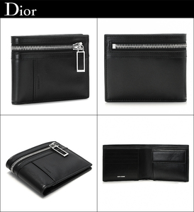 新品 専用袋箱 Dior homme ディオールオム ラム レザー 本革 ブラック ZIP 加工 財布 小銭入付 ディオール メンズ ウォレット イタリア製 