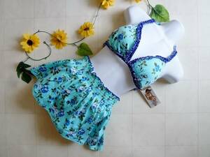 11[ new goods ]MISSKINI* swimsuit three point set! blue rose 7S size postage 185 jpy ~