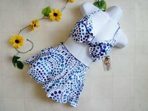 11[ new goods ]MISSKINI* swimsuit three point set! blue dot /9M size postage 185 jpy ~