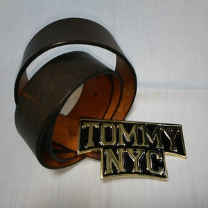 TOMMY NYC メタルバックル レザーベルト★ウエスト92～103cm対応