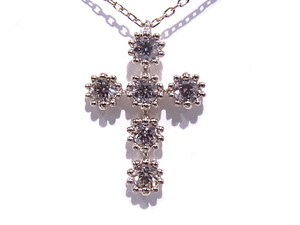 kasi Kei Mill MILL necklace Cross Brown diamond 0.30ct Kashikey K18 BD [ used ][ degree A][ beautiful goods ]