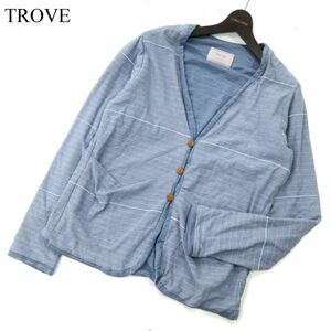 TROVE トローヴ 通年 マルチボーダー★ レイヤード風 3B カーディガン Sz.40　メンズ 青系 日本製　C2T09898_A#O