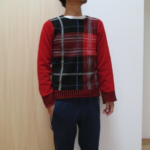COMME des GARCONS HOMME PLUSmoz period tartan check pattern knitted sweater Garcon pryus shirt Homme du