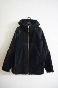 未使用 TOGA VIRILIS 21AW フェイクボアブルゾン パーカー コート ジャケット FAKE BOA HOODIE BLOUSON 46 メンズ 黒