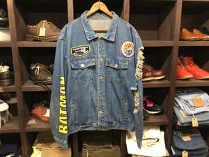 BATMAN REMAKE DAMAGE PATCHED DENIM JKT SIZE L バットマン リメイク ダメージ パッチ デニム ジャケット パンクロック フェスティバル