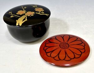 「春秋　棗」 茶道具 茶器 替蓋添 漆芸 漆器 漆塗 梅 秋桜 元紙箱 y92268816