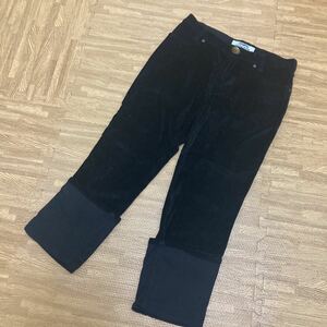 69 KRIZIA JEANS クリツィア ジーンズ ストレッチ ベロアパンツ ロールアップ 裾ボタン コットン 三喜商事 EVEX ブラック　黒 1026E