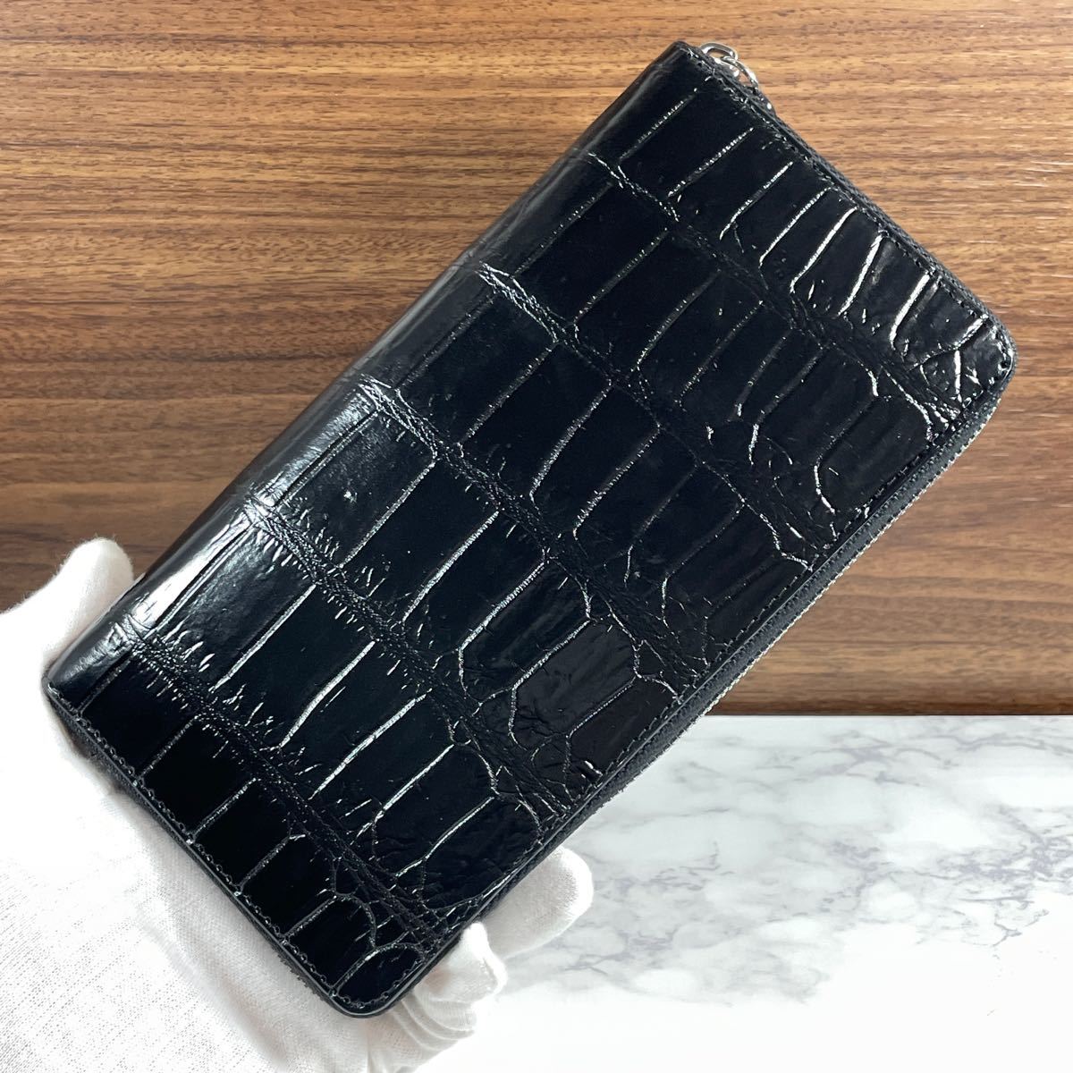 送料無料(沖縄配送) クロコダイル財布 メンズ長財布 シャイニング