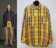 19AW Engineered Garments エンジニアードガーメンツ Work Shirt Twill Plaid ワーク シャツ XS 黄 チェック ネル_画像1