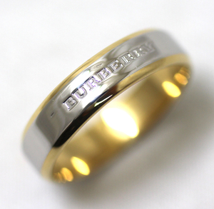 [BURBERRY] Burberry K18/Pt1000 желтое золото платина комбинированный Logo кольцо 16 номер 