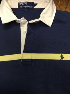 90s Polo Ralph Lauren ポロ ラルフローレン ビンテージ ラグビージャージ 大きめM オールドラルフ vintage アメリカ古着 アメカジ 送料込