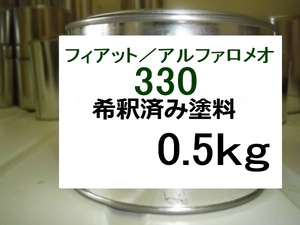 ◆ フィアット　アルファロメオ　330　希釈済　塗料　0.5kg　ブリティッシュグリーンP　500X　３３０