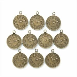 Art hand Auction Tellerset 10-teilig a13 Taschenuhr runder Teller Antikgold Antikgold Mit Öse Rundharz Zubehörteile Rahmen mkznb, Handwerk, Kunsthandwerk, Perlenstickerei, Metallteile