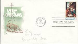 【ＦＤＣ】クリスマス切手（９）（１９７０年）（アメリカ）　t3000