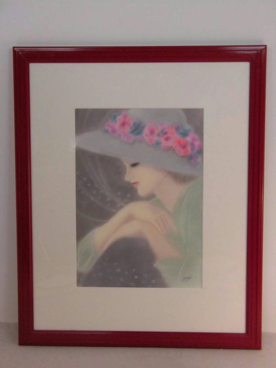 Guaranteed authentic [Colorful Woman, pastel painting, by Ryoji Irie, autographed, 89cm x 72.5cm, portrait, portrait of a beautiful woman, in excellent condition] Painting, fine art, interior design, Artwork, Painting, Pastel drawing, Crayon drawing