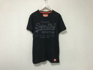 本物スーパードライSuperdry極度乾燥しなさいコットンプリント半袖Tシャツメンズビジネスサーフアメカジミリタリー黒ブラックMトルコ製