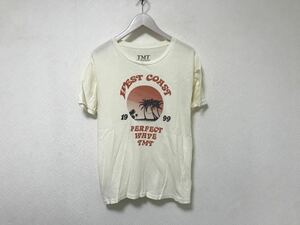 本物ティーエムティーTMTコットンプリント半袖TシャツメンズビジネスサーフアメカジミリタリーストリートイエローM日本製