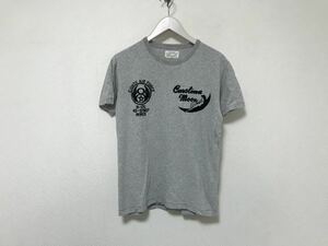 本物アヴィレックスAVIREXコットンベロアプリント半袖TシャツメンズサーフアメカジミリタリーストリートサーフグレーM