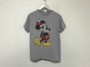 本物ミッキーマウスMickeyサンタコットンプリント半袖TシャツメンズサーフアメカジサーフミリタリーグレーS ホンジュラス製ビンテージ