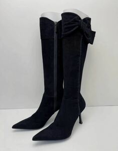 X146 unused Pool Side POOL SIDE long boots suede original leather black 22 1/2