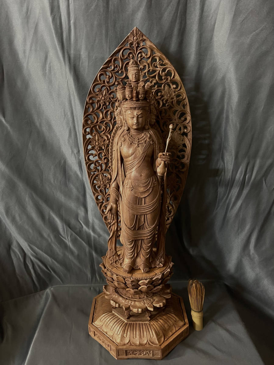 お値下 仏教美術その13～木彫十一面観音立像 工芸品