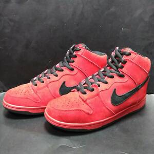 NIKE SBナイキエスビー古着屋購入DUNK SBダンクエスビー赤×黒スエード27.5㎝US9.5中古品305050-600