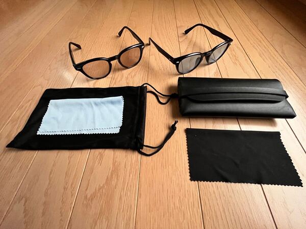 improves ウェリントンサングラス ライトブルー・ライトブラウン 2個セット新品同様 収納ケース・クリーニングクロス付き