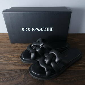 COACH/コーチ/US6.5B/GEORGIE LEATHER SANDA/レザーサンダル/ブラック/黒/Georgie Sandal/箱付き