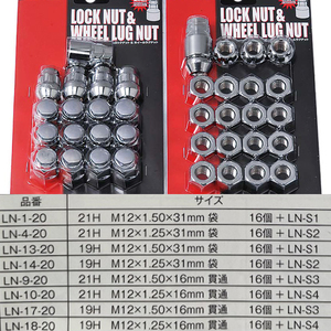 ロックナット ホイールナット 19HEX P1.5 20個 M12 16mm 貫通ナット TIPTOP チップトップ LN-17-20